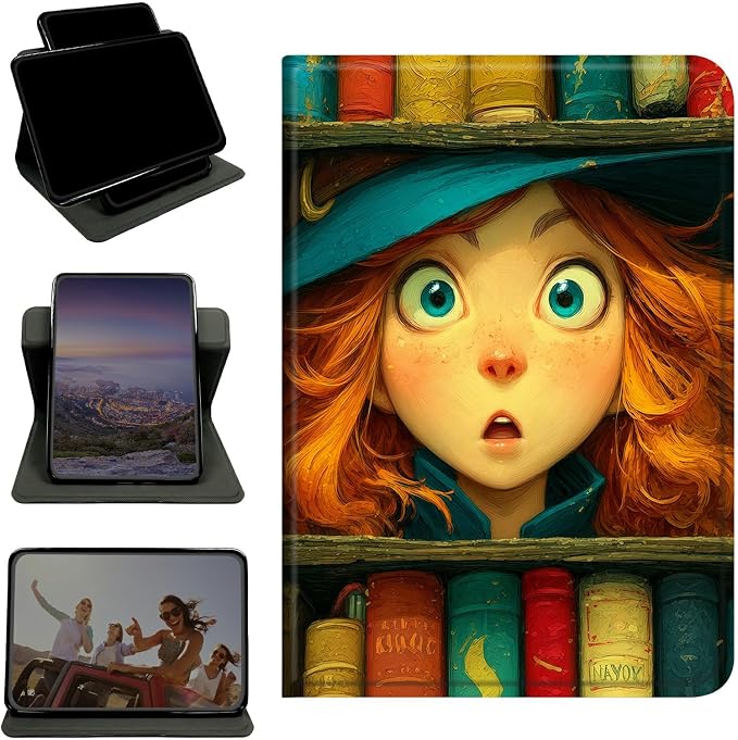 Case for Samsung Galaxy Tab S8 2022/S7 2020 11 Inch, 360 Degree Rotating Stand with Multi-Angle Vertical & Horizontal Viewing Shockproof Protective Shell for Women Men, Colorful Book Girl