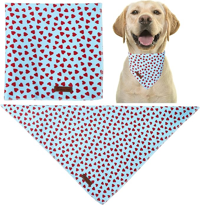 Valentine's Dog Bandana, UP URARA PUP Soft Cotton Adjustable Pet Scarf for Small, Medium, and Large Dogs, Cute and Comfortable Dog Accessory,S