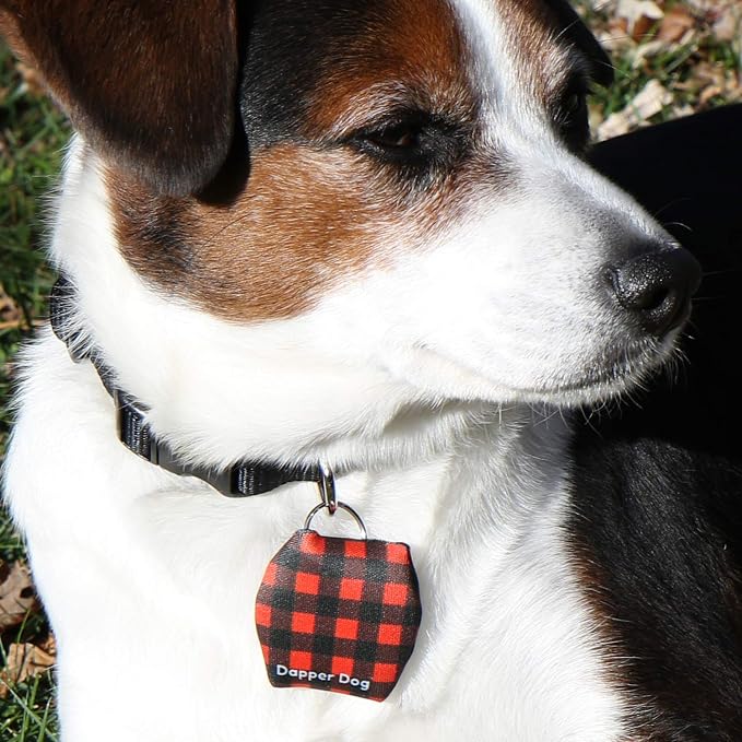 Dapper Dog - Dog Tag Silencer with Tag Ring (Red Checkered)
