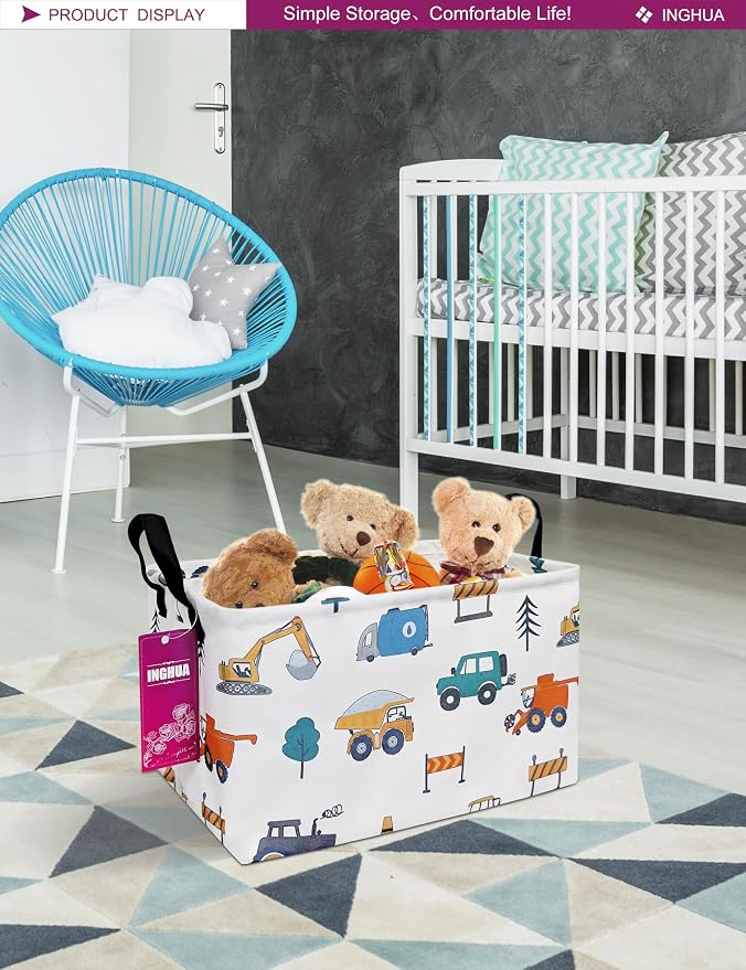 Rectangular Vehicles Storage Basket Fabric | Gifts Bag for Toys,Books,Clothes,Gifts,Pets-Perfect for Home,Office,Nursery,Dorm,Shelf