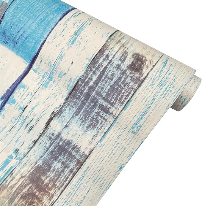 Yifely Colorful Wood Grain Furniture Paper Decorative Shelf Drawer Liner Self-Adhesive Door Sticker 17.7 Inch by 9.8 Feet