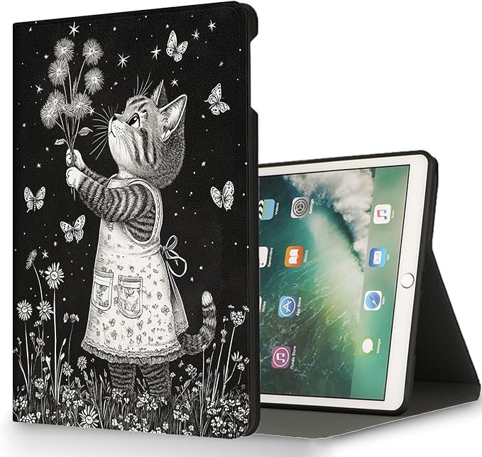 for Microsoft Surface Go 4/3/2/1-10.5" 2021 Tablet Case,Auto Wake/Sleep,Adjustable Stand Protective Cover - Cartoon Cat Dandelion