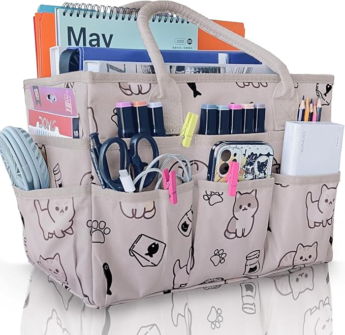 Cupohus Art Organizer Craft Storage Tote Bag with Pockets and Handles Pet | Portable Supply Storage for Sewing, Scrapbooking, Journal, Oxford Fabric Carrying Caddy for Teacher, Officer, Artist