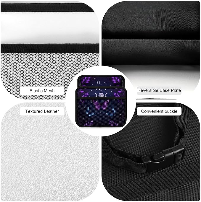 Car Organizer Bag for Back Seat Hanging Storage Bag with Pockets, Magic | Moon Moth Butterfly Mystical Goth Astrology Art, PU Leather Auto Trash Bag Travel Accessories, Leakproof and Waterproof