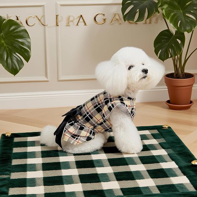 Classic Plaid Dog Dress for Small Dogs and Puppies,Puppy Costumes Pet Clothes Holiday Girl Dogs Shirt, Party Dog Vest Dresses Cat Apparel Sweater Warm Skirt