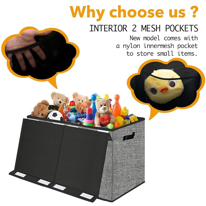 Pantryily Large Foldable Toy Storage Box with Lid,Plush Toy Organizer Chest