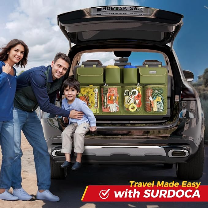 SURDOCA Car Trunk Organizer, LARGE CAPACITY(43 x 19 in) Car Storage Bag with 8 Pockets, 7X Upgraded Trunk Storage Organizer for Car, SUV, Truck, MPV