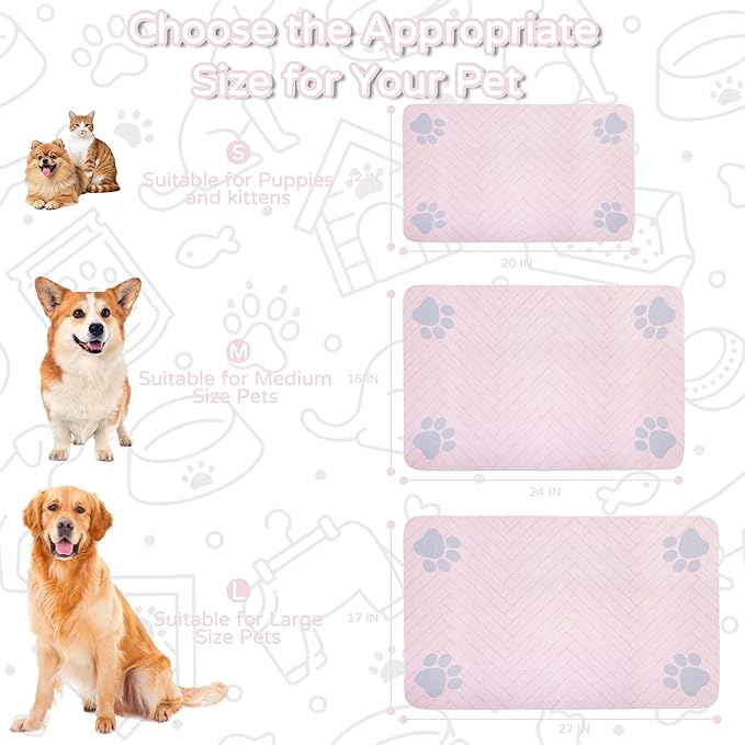 Pet Feeding Mat-Absorbent Dog Feeding Mat for Food and Water Bowl,No Stains Pet Placemat,Quick Drying Water Dispenser Mat for Dog and Cat,Easy to Clean Dog Accessories(M,Pink)
