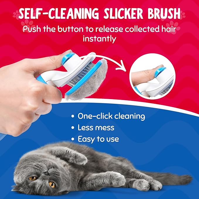 Premium Dog Grooming Kit – Tea Tree Oil (1%) Anti-Itch Shampoo, Self-Cleaning Slicker Brush & Grooming Glove – Skin Support & Coat Maintenance System