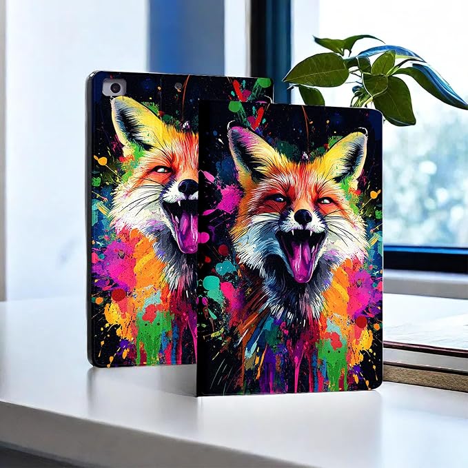 for Microsoft Surface Go 4/3/2/1-10.5" 2021 Tablet Case,Auto Wake/Sleep,Adjustable Stand Protective Cover - Colorful Fox Art
