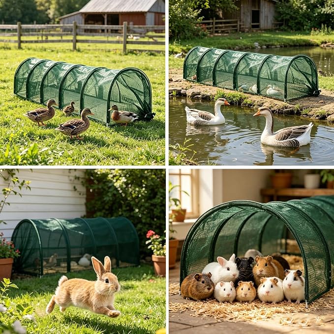 Chick Run - Sun Protection Net Chick Run, Flexible Portable Expandable Foldable Playpen, Pop-Up Mesh Poultry Brooder Enclosure | Outdoor Pasture Habitat Tent for Ducks Geese Rabbits Small
