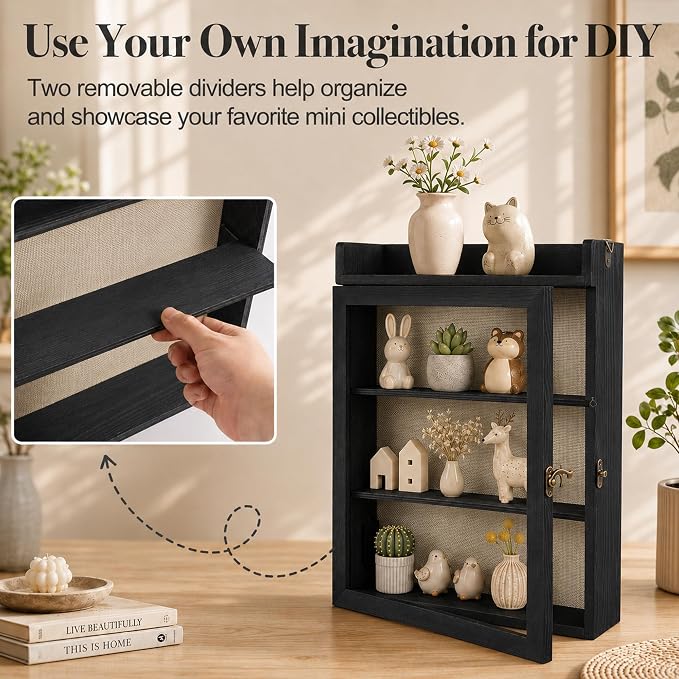 11x16 Dog Memorial Shadow Box Frame with Shelves, Black