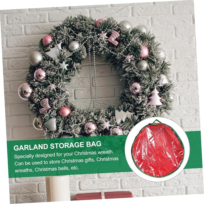 Holibanna 1pc Christmas Wreath Storage Bag Packing Bag with Clear Window for Holiday Wreaths Design for Seasonal Storage Needs