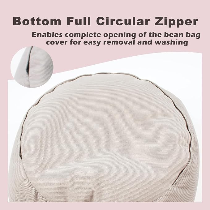 LPMOERA Stuffed Animal Storage Soft Bean Bag Chair Cover No Filler Pink | Skin-Friendly,Portable,Wide Easy-Load Opening,Hidden Zipper,Decorative Organizer