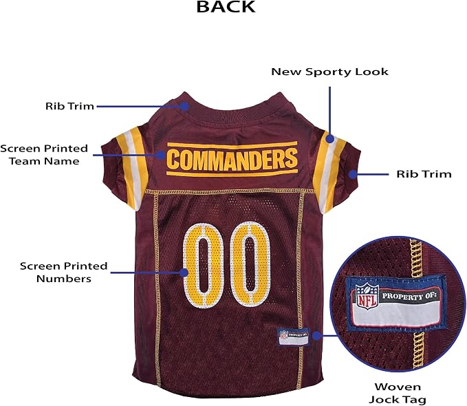 Pets First NFL NFC East Mesh Jersey for Dogs Large Washington Commanders