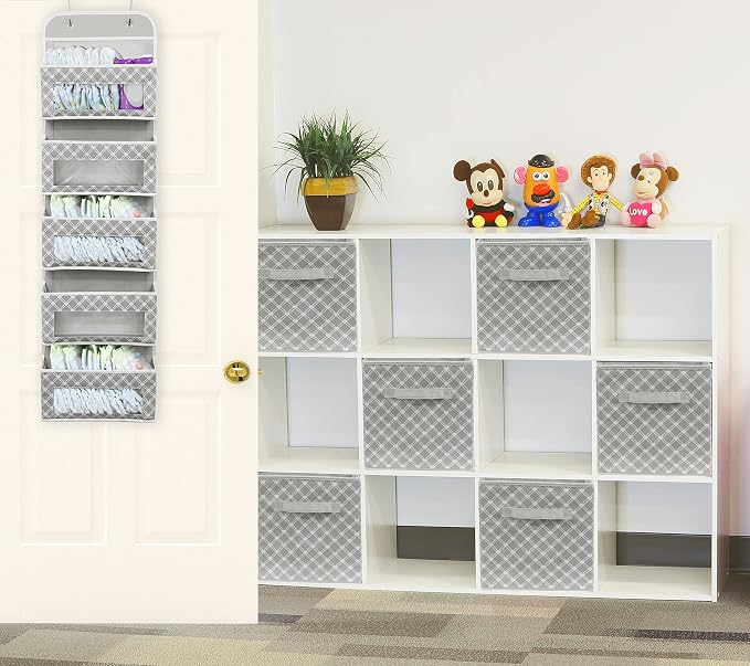 Simple Houseware 11-Inch Foldable Cube Storage Bins, Geometric Gray, 6-Pack | Lightweight & Durable Structure Fabric Cubes Organizer for Closet or Shelves