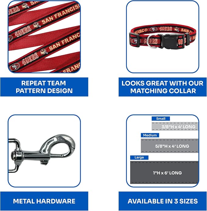 NFL PET Leash San Francisco 49ers Dog Leash, Medium Football Team Leash for Dogs & Cats. A Shiny & Colorful Cat Leash & Dog Leash Licensed by The NFL