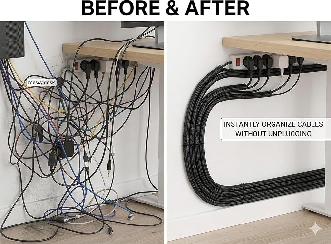 1/4 inch Split Cable Sleeve - 6.5ft Cord Protector Wire Loom Tubing (Black - 1/2 inch x 6.5ft)