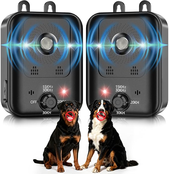 2-Pack Anti Barking Device for Dogs, Auto Dog Bark Deterrent Devices | 3 Modes Rechargeable Ultrasonic Bark Deterrent Device Bark Box, Effective Stop Barking Dog Devices for Indoor & Outdoor Use