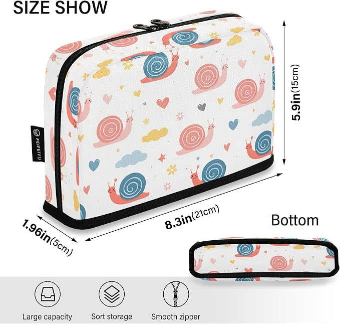 Aslsiy Large Capacity Pencil Case Cute Cheerful Snails and Clouds (2) Pencil Pouch for Boys Girls Portable Pen Bag Organizer Standing Makeup Bag for School Office Supplies