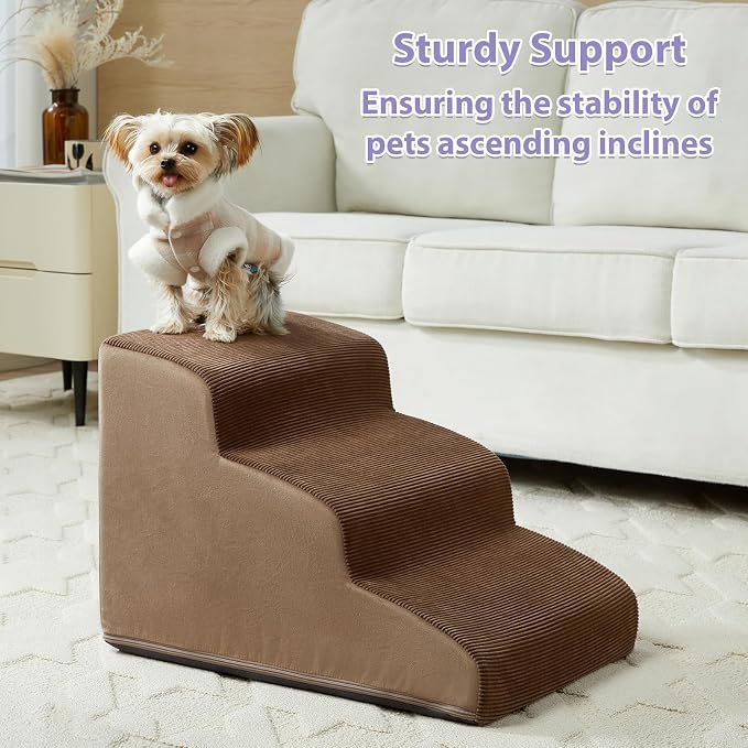 LEXTRO Dog Stairs for High Beds, 5-Steps Pet Steps for Bed, Pet Stairs with Highly Supportive Foam and Non-Slip Bottom, Dog Stairs for Large Dogs and Medium Dogs (High 22.6 Inch)