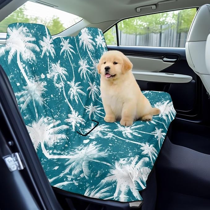 Renewold Car Back Seat Pet Cover for Dogs Cats Auto Seat Towel Cover Vehicles Rear Bench Towel with Storage Bag Blanket for Yoga Picnic Gym Tropical Coconut Tree Car Travel Accessories Decor Large