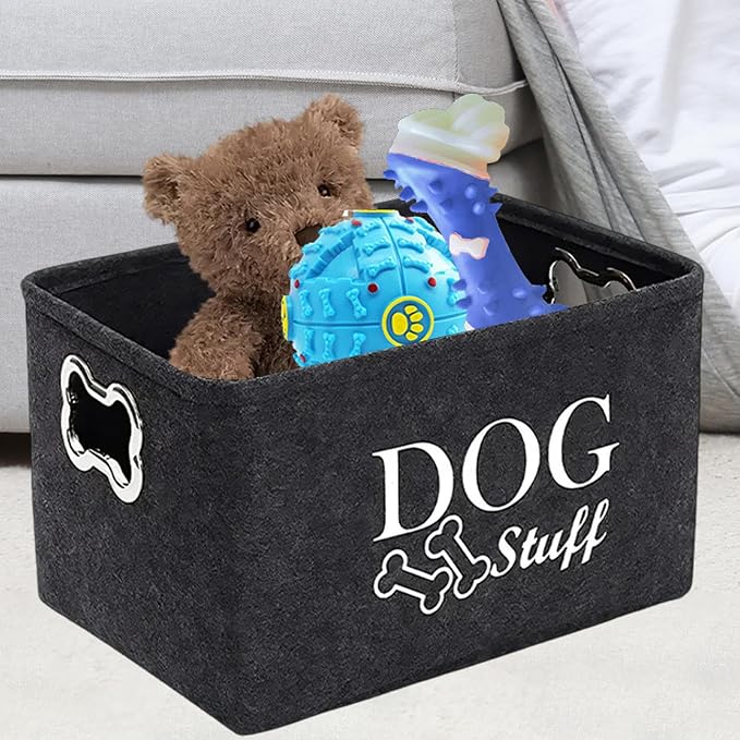 Dog Toy Storage, Dog Toy Box Organizer Baskets, Dogs Food Organizer, Felt Stuff Storage Baskets, Pet Puppy Dogs Toys Bin With Handle, For Organizing Pet Toys, Pets Clothes Blankets, 38×27×25cm