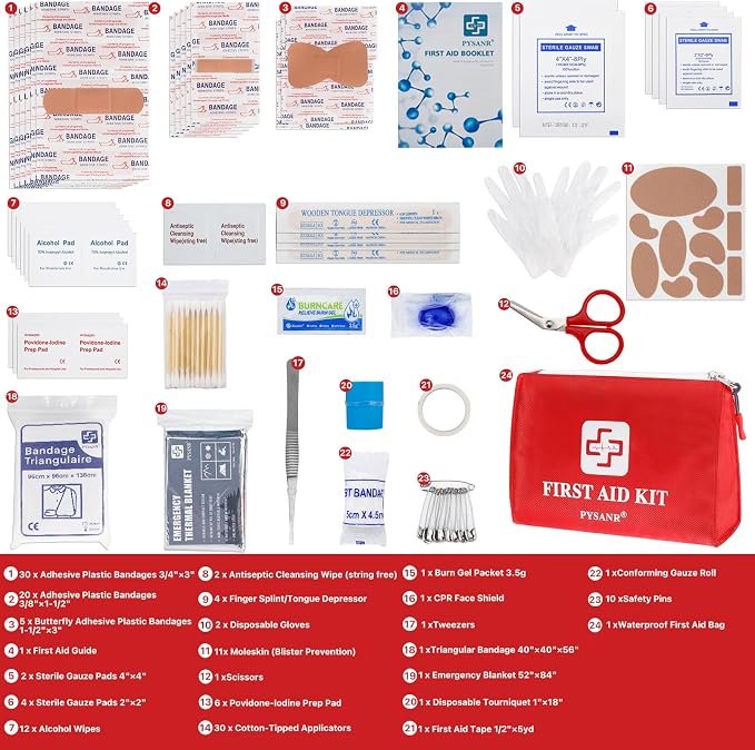 150 Piece Small First Aid Kit Portable Emergency Bag Compact Medical Kit | Mini Waterproof First Aid Bag with Foil Blanket Ready for Emergency Home Camping Travel Sports Office Outdoor Car School