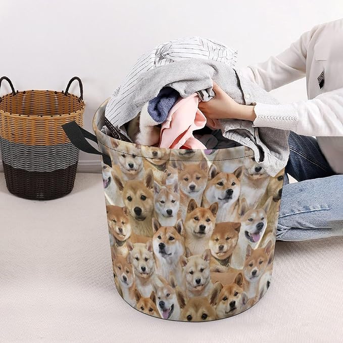 Large Laundry Hamper for Shiba Inu Lover, Cute Shiba Inu Dog Print Laundry Basket, Collapsible Storage Bin, Waterproof Organizer for Bedroom Bathroom, Gifts for Shiba Inu Mom Dog Owner