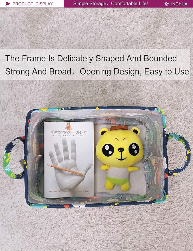 Rectangular Forest Dinosaur Storage Basket Gift Bag | Orgnizer Box for Books,Clothes,Gifts,Pets-Perfect for Home,Office,Nursery,Dorm,Shelf