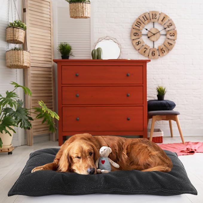 Chew Proof Indestructible Dog Beds for Aggressive Chewers,Durable Dog Crate Pad,Washable Tough Pet Mats for Kennel,Black,XL 28x41 in