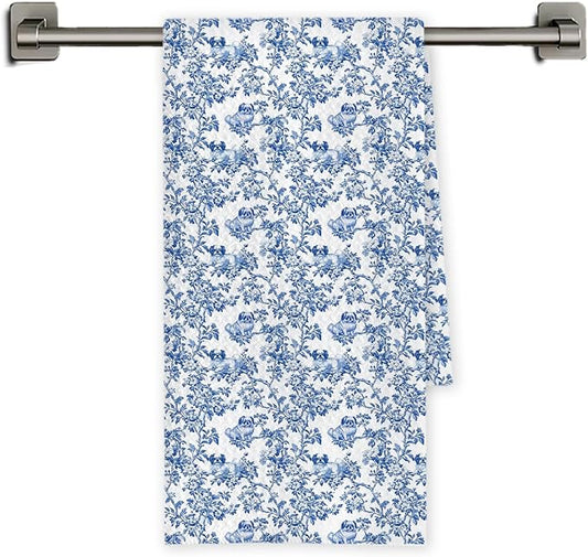 Chicimln Chinoiserie Pekingese Dog Kitchen Towels, Pekingese Gifts Decorative Hand Towels for Bathroom, Blue and White Dog Dish Tea Towel Drying Cloth for Kitchen Decor, 16x24 Inch