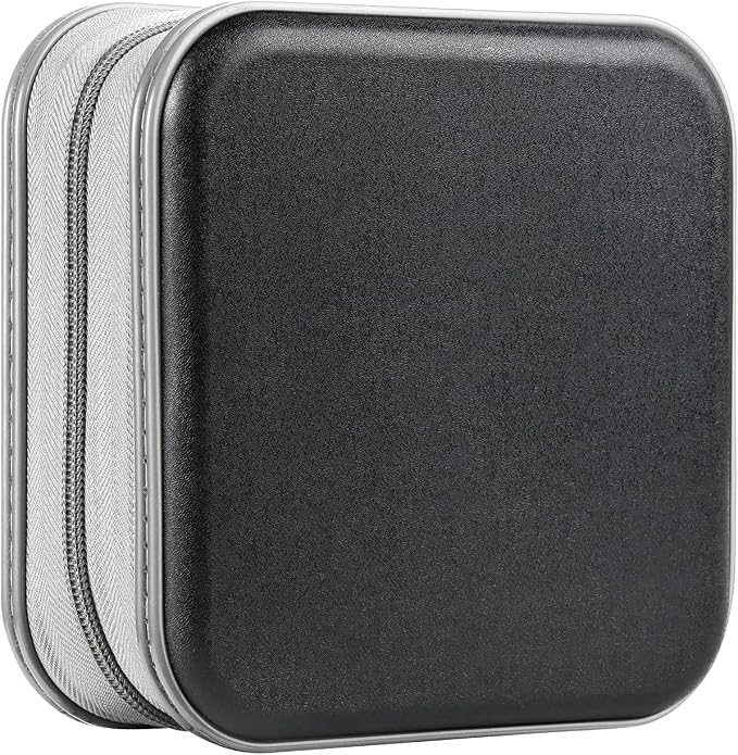 UENTIP 48 Capacity CD Case, Portable DVD Case Holder for Car Home Travel | CD Holder DVD Case, Smooth Double Zipper, Hard Plastic Shell, Scratch-Resistant, Slip-Resistant Tab, Blu-ray/CD/DVD Storage