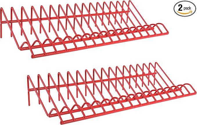 ARES 62005 2-Pc Red 16-Slot Plier Rack Set - Tool Drawer Organizer | 3/4-In Slots Fit Most Pliers; PVC Coating Prevents Slippage