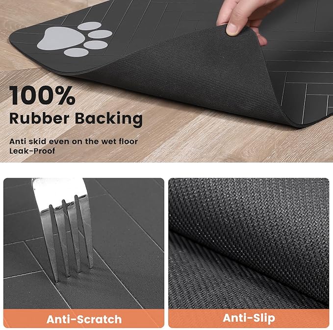 Pet Feeding Mat-Absorbent Pet Placemat for Food and Water Bowl, with Waterproof Rubber Backing, Quick Dry Water Dispenser Mat for Dog and Cat (20"x12", Red)