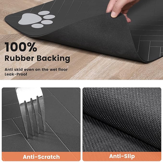 Pet Feeding Mat-Absorbent Pet Placemat for Food and Water Bowl, with Waterproof Rubber Backing, Quick Dry Water Dispenser Mat for Dog and Cat (20"x12", Blue)
