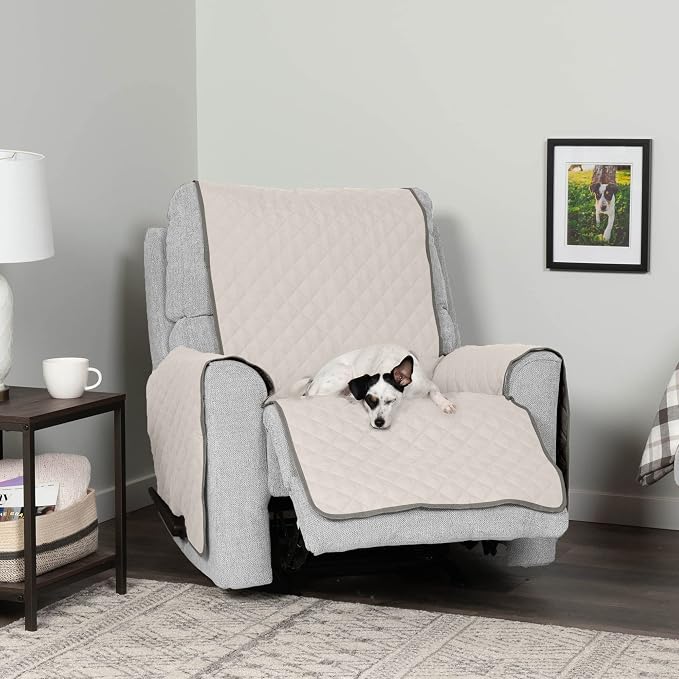 Furhaven Water-Resistant & Reversible Recliner Chair Cover Protector w/ Side Pockets for Dogs, Cats, & Children - Two-Tone Pinsonic Quilted Living Room Furniture Cover - Gray/Mist, Recliner