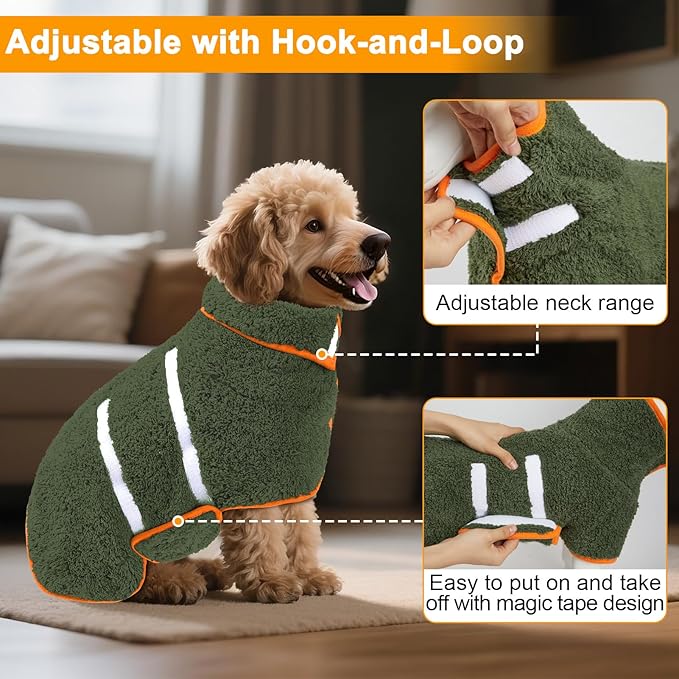 Dog Bathrobe Super Absorbent Dog Towels Large Quick Drying Robes for After Bath Soft Adjustable Warm Keeping Dogs Towel(S-XXL)