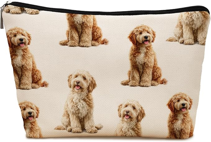 Labradoodle Dog Makeup Bag, Labradoodle Lovers Gifts Cosmetic Bag for Women, Dog Mom Lovers Owner Gifts for Women Christmas, Pet Lover Gift Zipper Travel Makeup Pouch for Purse