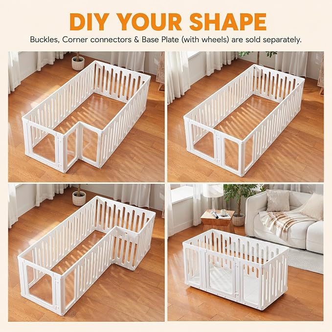 Acrylic Dog Playpen Indoor, Puppy Pens for Small Dogs & Puppies, 15 Panels | Easy Assemble, DIY Flexible Shape Dog Pen with Plastic Fence, Pet Exercise Pin for Small Animals, 24''Tall
