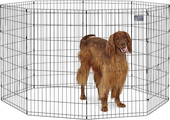 MidWest 42-Inch Exercise Pen, Single Door, 16 Sq Ft Play Area | for Indoor and Outdoor Use, Large Door Opening & Secure Latch, Easy to Set Up, Foldable Playpen