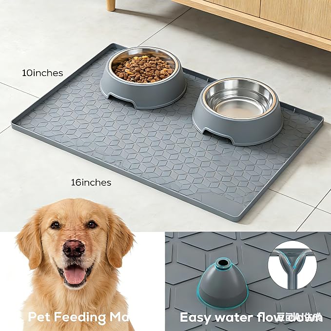 Under Sink Mat 10"x16" Under Sink Mats for Kitchen, Silicone Waterproof Under Sink Liner, Sink Cabinet Organizer Tray with Drain Hole