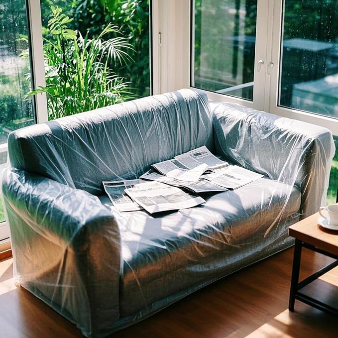 TopSoon Plastic Sofa Bag Clear Couch Cover,Moving & Storage Sofa Bag, Dust-Proof Waterproof Plastic Furniture Cover,134-Inch Long by 46-Inch Wide