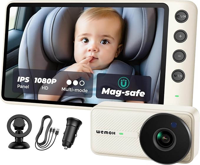 NO.1 Magnetic Baby Car Camera with 5" 1080P IPS Monitor, Snap and Go