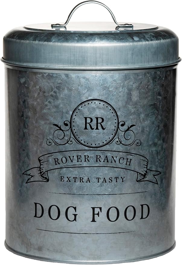Amici Home Rover Ranch Metal Pet Food Canister - Silver 140 Oz