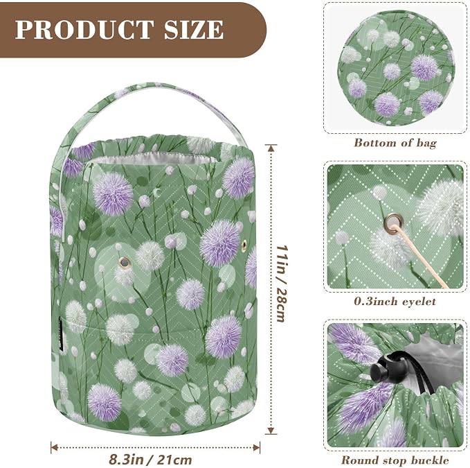 Tatenale Crochet Bag Yarn Bag Knitting Project Bag with Pockets and Handle Portable Yarn Storage Organizer Tangle Free 8.3x11 InchDark Green Flowers Blooms23
