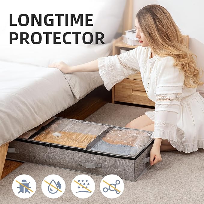 TAILI Under Bed Vacuum Storage Bags for Comforters and Blankets, Save 80% Space, Large Capacity Foldable Under Bed Storage Box for Quilts Pillow Blankets Linen, 41" x 17.7" x 6", Jumbo Vacuum Seal