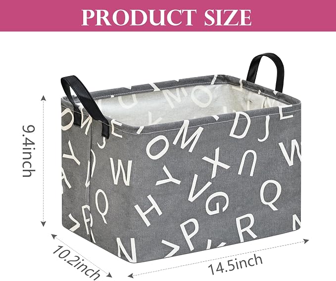 Baby Storage Basket Nursery Box Laundry Hamper Organization Bins for Toys and Clothes with Handles(Alphable)