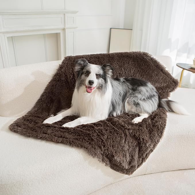 gogobunny Waterproof Dog Blanket for Couch & Furniture Protection - Super Soft Reversible Throw for Large Dogs & Cats, Calming Washable Fur & Sherpa Pet Blanket (40x50 Inch, Chocolate)