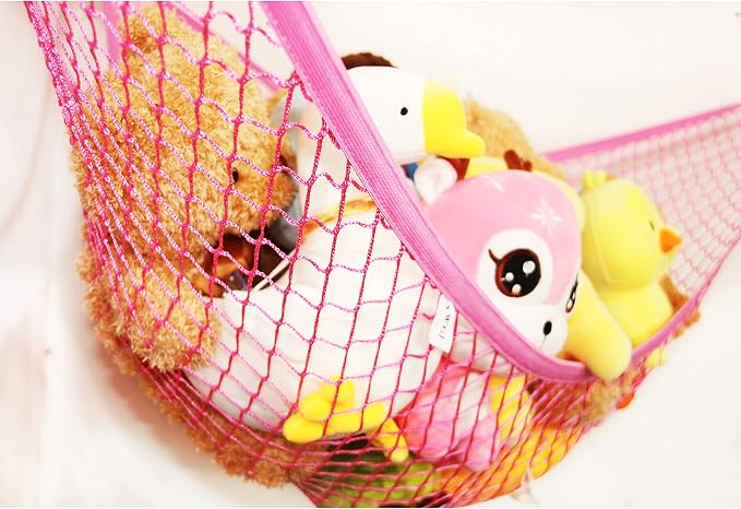Stuffed Animal Net Toy Hammock, Teddy Bear Hammock, Jumbo Stuffed Animal Storage Net! XWG Pink